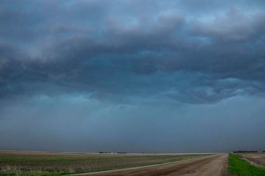 Ominous Storm Clouds Prairie Summer Rural Scene