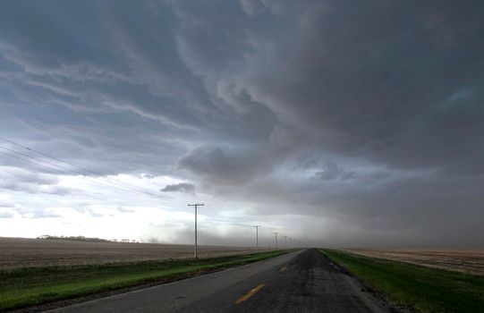 Ominous Storm Clouds Prairie Summer Rural Scene
