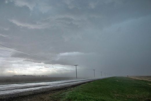 Ominous Storm Clouds Prairie Summer Rural Scene