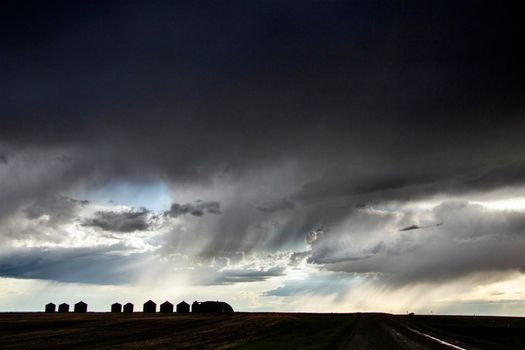 Ominous Storm Clouds Prairie Summer Rural Scene