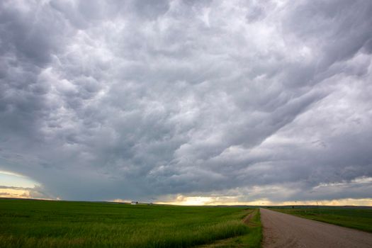 Ominous Storm Clouds Prairie Summer Rural Scene