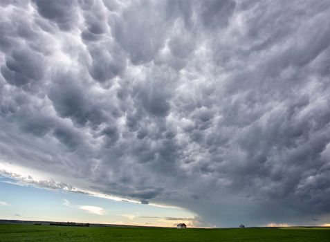 Ominous Storm Clouds Prairie Summer Rural Scene