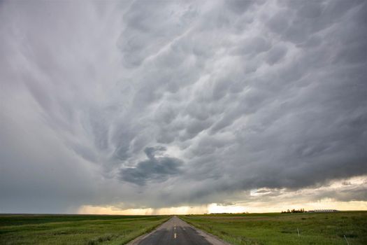 Ominous Storm Clouds Prairie Summer Rural Scene