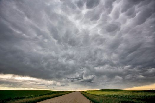 Ominous Storm Clouds Prairie Summer Rural Scene