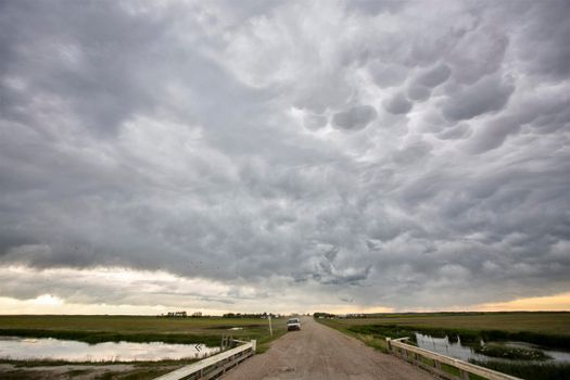 Ominous Storm Clouds Prairie Summer Rural Scene
