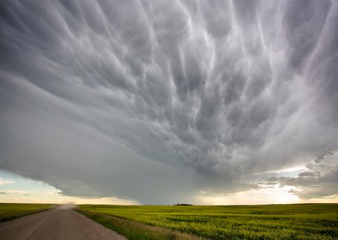 Ominous Storm Clouds Prairie Summer Rural Scene