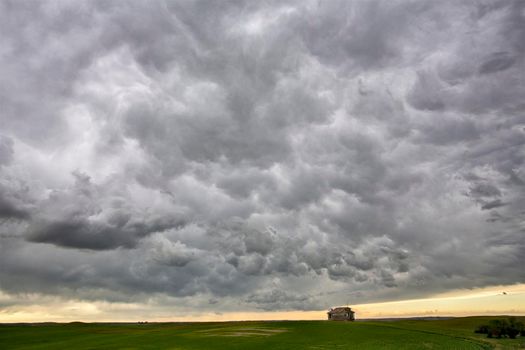 Ominous Storm Clouds Prairie Summer Rural Scene