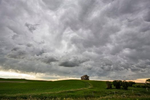 Ominous Storm Clouds Prairie Summer Rural Scene