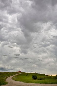 Ominous Storm Clouds Prairie Summer Rural Scene