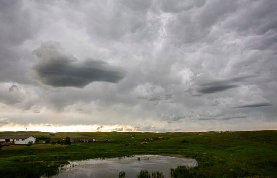 Ominous Storm Clouds Prairie Summer Rural Scene