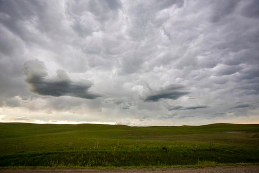 Ominous Storm Clouds Prairie Summer Rural Scene