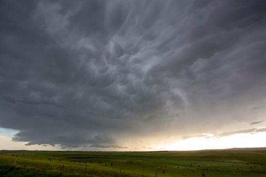 Ominous Storm Clouds Prairie Summer Rural Scene