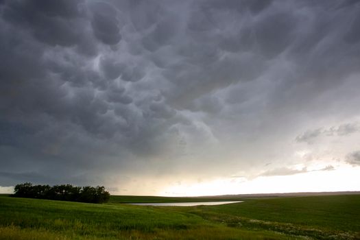 Ominous Storm Clouds Prairie Summer Rural Scene