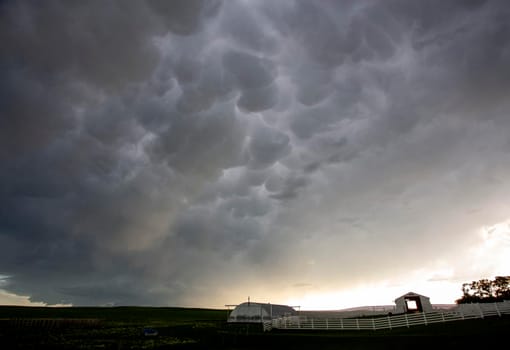 Ominous Storm Clouds Prairie Summer Rural Scene