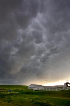 Ominous Storm Clouds Prairie Summer Rural Scene