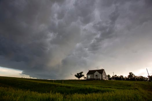 Ominous Storm Clouds Prairie Summer Rural Scene