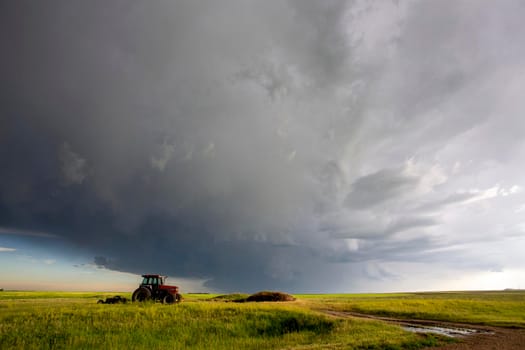 Ominous Storm Clouds Prairie Summer Rural Scene