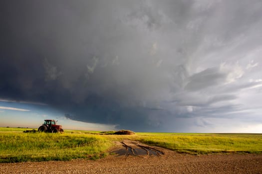 Ominous Storm Clouds Prairie Summer Rural Scene