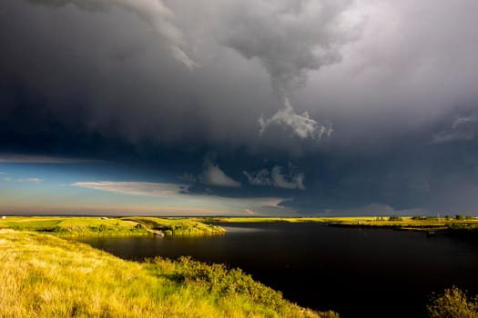 Ominous Storm Clouds Prairie Summer Rural Scene