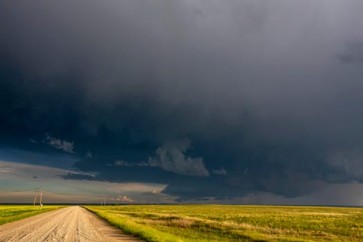 Ominous Storm Clouds Prairie Summer Rural Scene