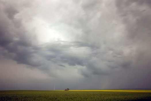 Ominous Storm Clouds Prairie Summer Rural Scene