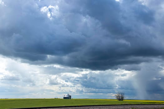 Ominous Storm Clouds Prairie Summer Rural Scene