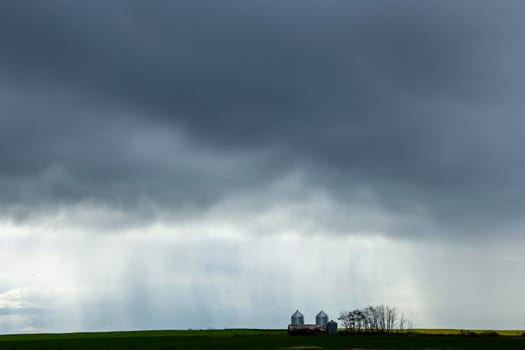 Ominous Storm Clouds Prairie Summer Rural Scene