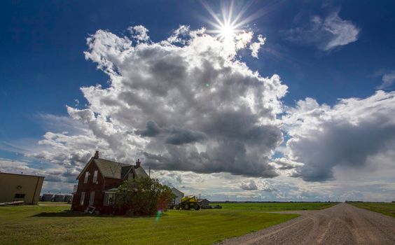 Ominous Storm Clouds Prairie Summer Rural Scene