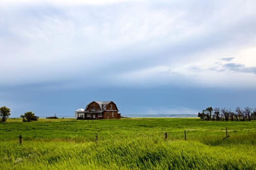 Ominous Storm Clouds Prairie Summer Rural Scene