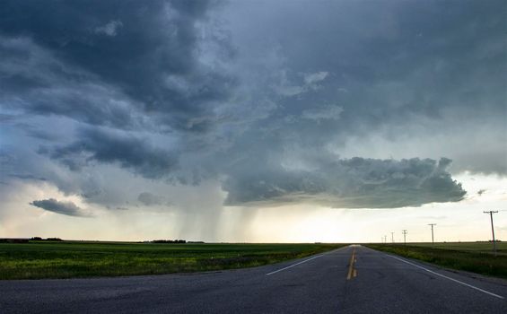 Ominous Storm Clouds Prairie Summer Rural Scene