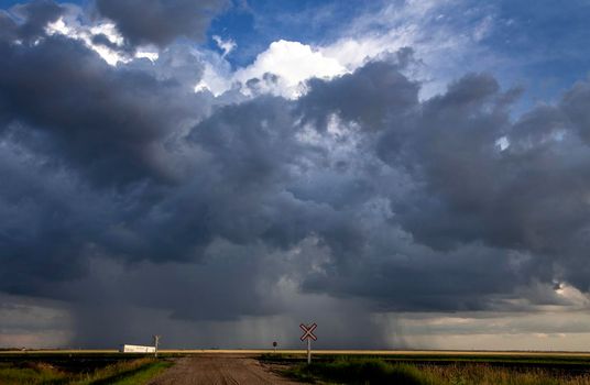 Ominous Storm Clouds Prairie Summer Rural Scene