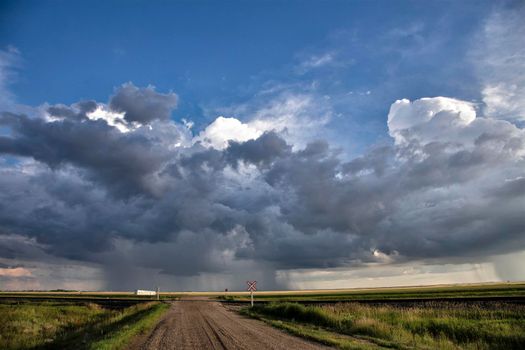 Ominous Storm Clouds Prairie Summer Rural Scene
