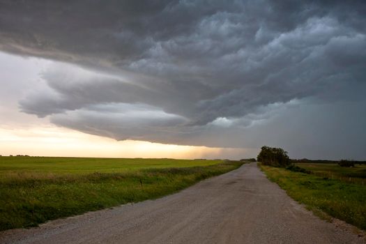 Ominous Storm Clouds Prairie Summer Rural Scene