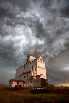 Ominous Storm Clouds Prairie Summer Grain Elevator
