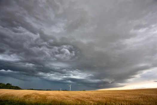 Ominous Storm Clouds Prairie Summer Rural Scene