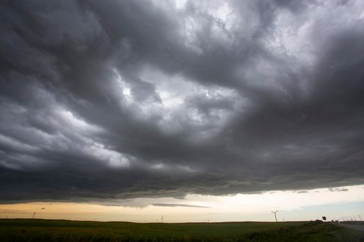 Ominous Storm Clouds Prairie Summer Rural Scene