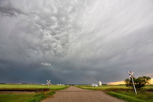 Ominous Storm Clouds Prairie Summer Rural Scene