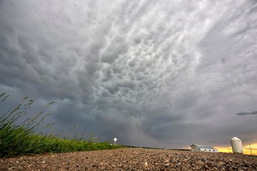 Ominous Storm Clouds Prairie Summer Rural Scene