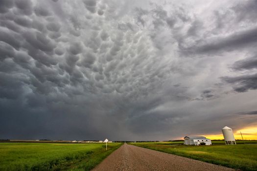 Ominous Storm Clouds Prairie Summer Rural Scene
