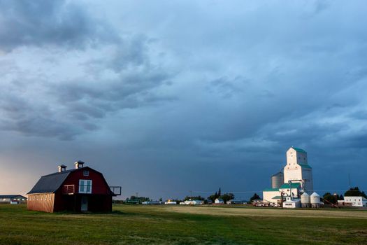 Ominous Storm Clouds Prairie Summer Grain Elevator