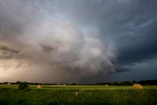 Ominous Storm Clouds Prairie Summer Rural Scene