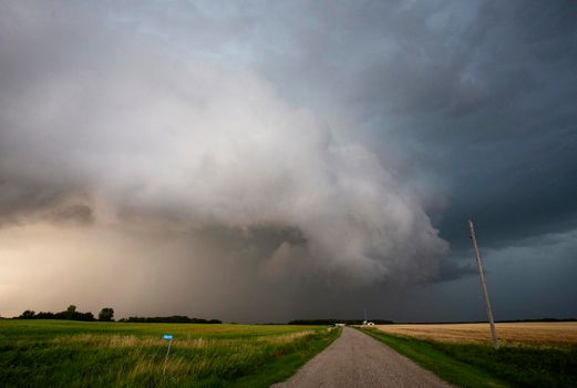 Ominous Storm Clouds Prairie Summer Rural Scene