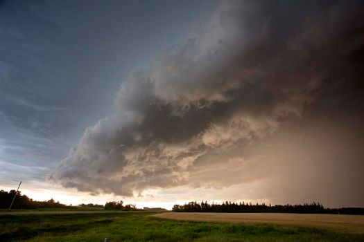 Ominous Storm Clouds Prairie Summer Rural Scene