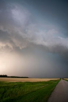 Ominous Storm Clouds Prairie Summer Rural Scene