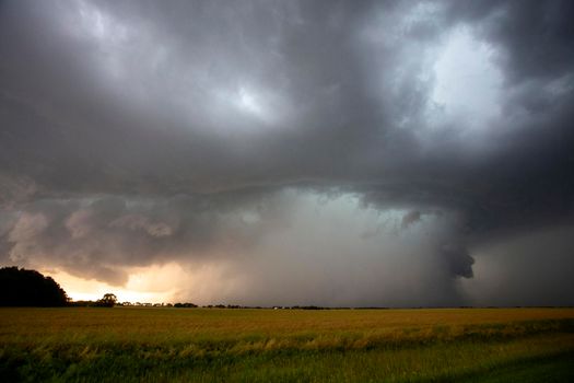 Ominous Storm Clouds Prairie Summer Rural Scene