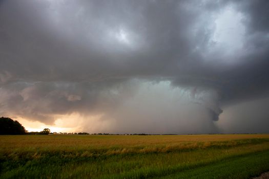 Ominous Storm Clouds Prairie Summer Rural Scene