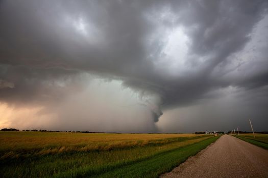 Ominous Storm Clouds Prairie Summer Rural Scene