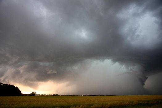 Ominous Storm Clouds Prairie Summer Rural Scene