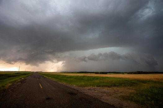 Ominous Storm Clouds Prairie Summer Rural Scene