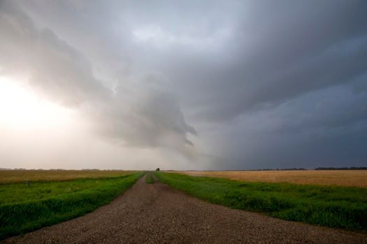 Ominous Storm Clouds Prairie Summer Rural Scene